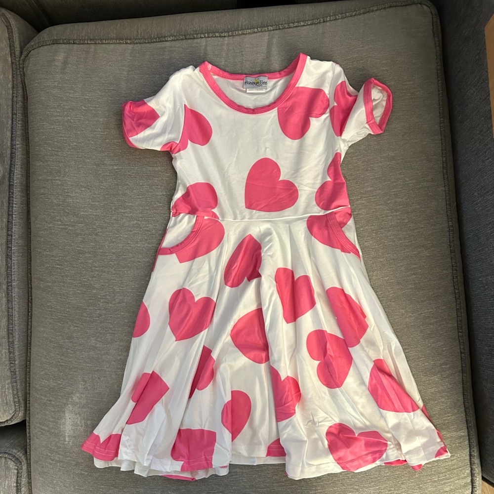 Pink Heart Kids Dress - size 5/6 - NWOT